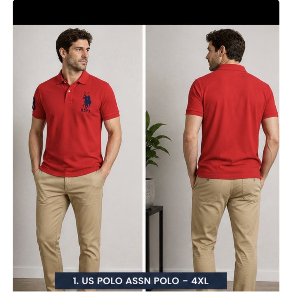 US Polo Assn Big Pony Polo Shirt Men 4XL Red Short Sleeve Logo Casual